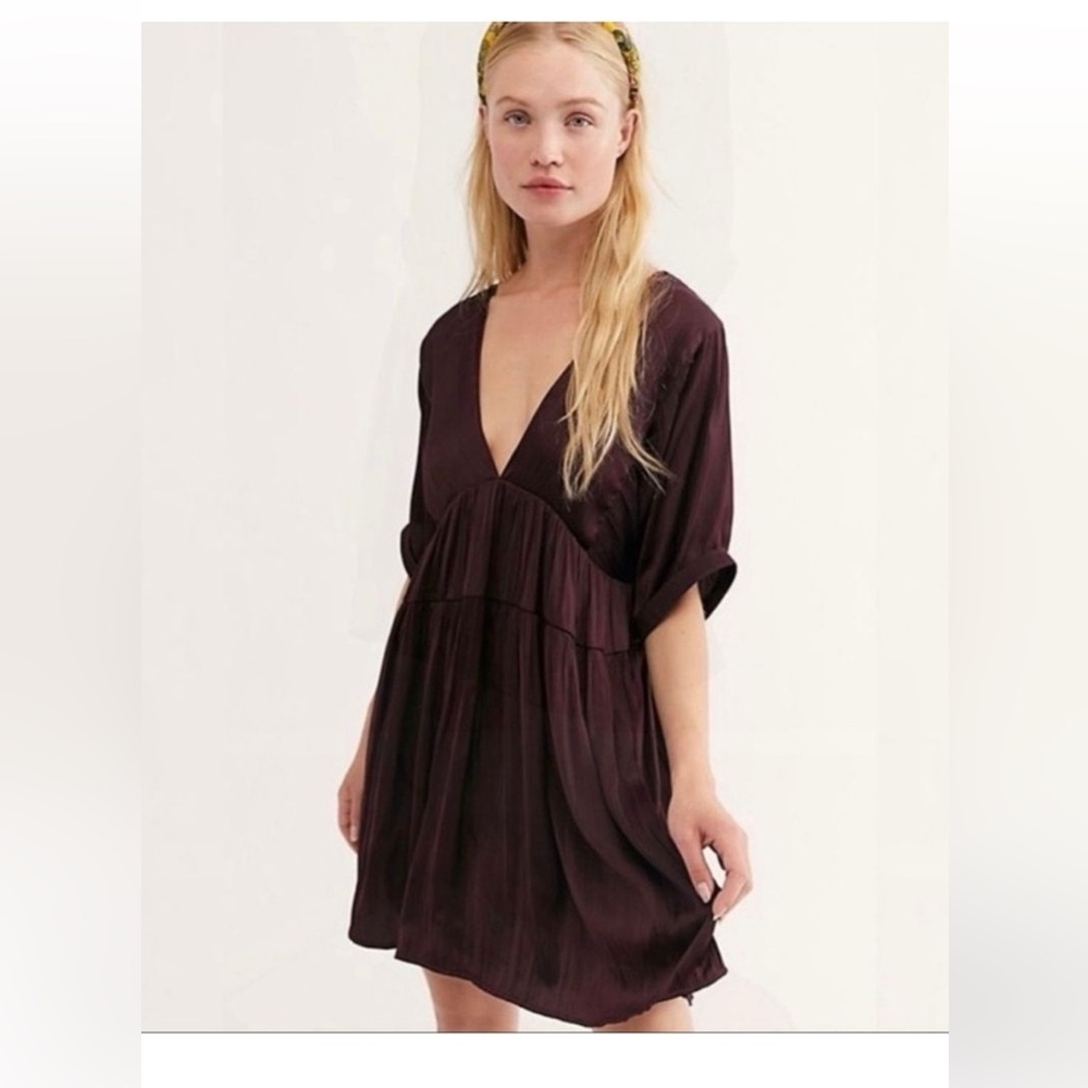Free People Shiny Sun Up Dress in Garnet Size Small